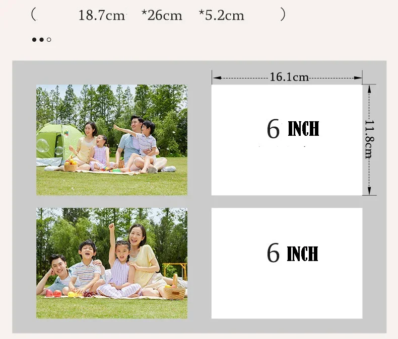 1PC  3 Inch Album Large Capacity Photo Album Storage Horizontal Photo Album Family Commemorative Photo Insert Cute Panda Kitten