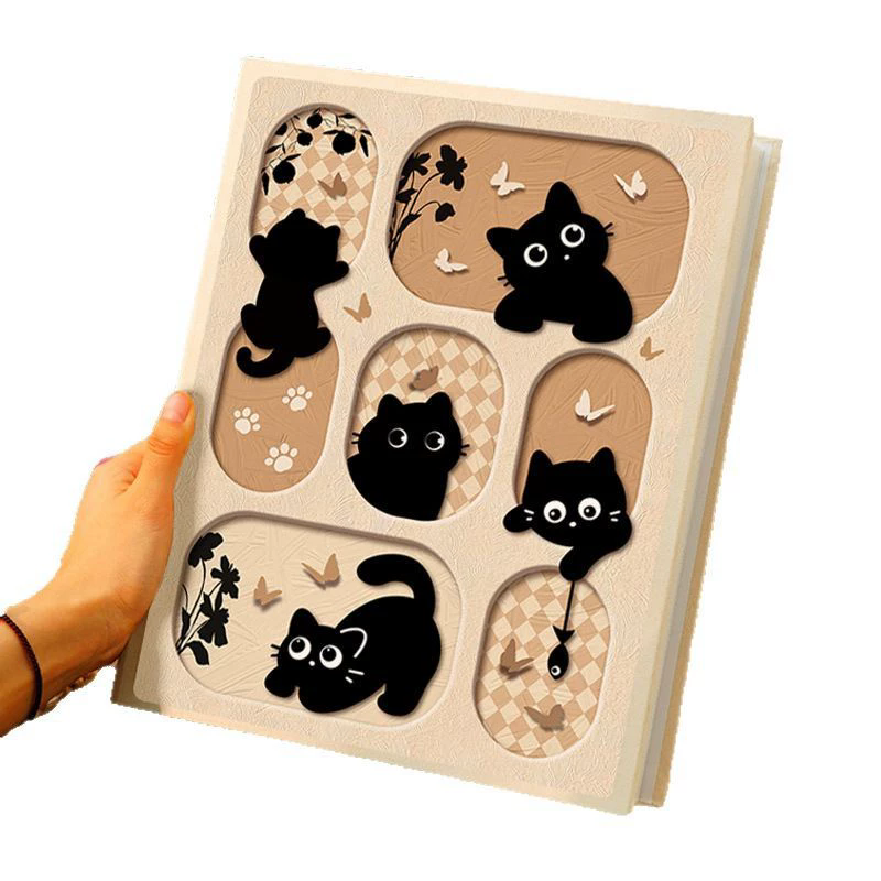 1PC  3 Inch Album Large Capacity Photo Album Storage Horizontal Photo Album Family Commemorative Photo Insert Cute Panda Kitten