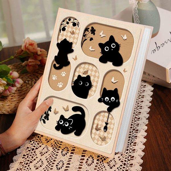 1PC  3 Inch Album Large Capacity Photo Album Storage Horizontal Photo Album Family Commemorative Photo Insert Cute Panda Kitten