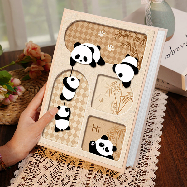 1PC  3 Inch Album Large Capacity Photo Album Storage Horizontal Photo Album Family Commemorative Photo Insert Cute Panda Kitten