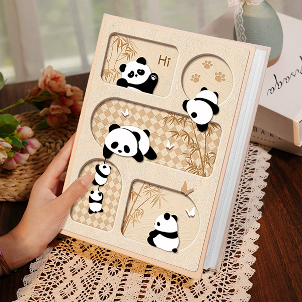 1PC  3 Inch Album Large Capacity Photo Album Storage Horizontal Photo Album Family Commemorative Photo Insert Cute Panda Kitten