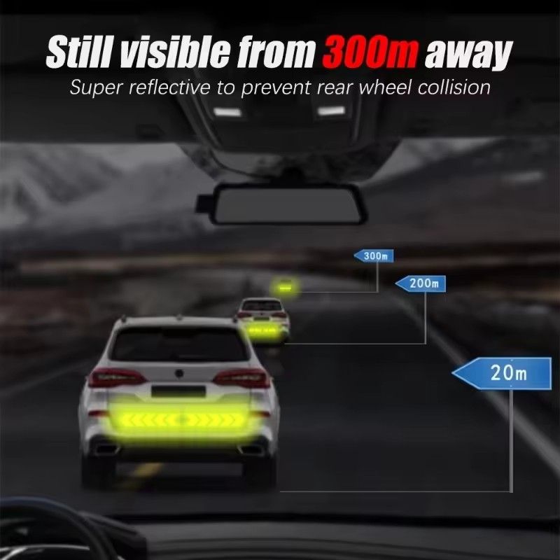 10OCS  Car Reflective Arrow Sticker Safety Warning Sticker for Car Bumper Trunk Reflector Hazard Tape Car Styling Luminous Film