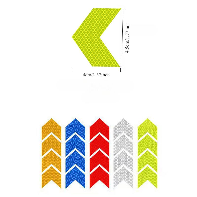 10OCS  Car Reflective Arrow Sticker Safety Warning Sticker for Car Bumper Trunk Reflector Hazard Tape Car Styling Luminous Film