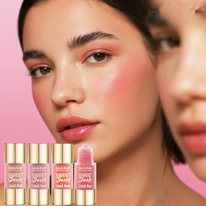 1PC  Liquid powder blusher multi-color matte powder blusher liquid durable pink light color brightening natural cosmetics view 5