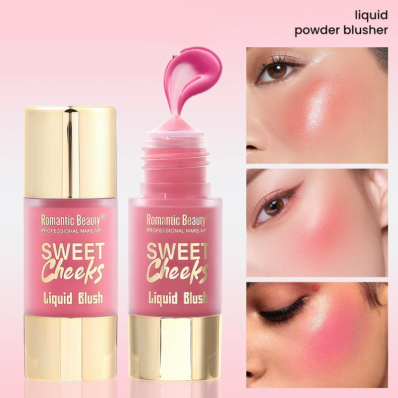 1PC  Liquid powder blusher multi-color matte powder blusher liquid durable pink light color brightening natural cosmetics view 4