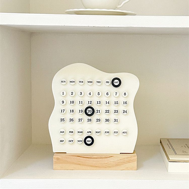 1Pc Creative Manual Wooden Desk Calendar Adjustable Week Month Date Display Calendar Desktop Ornament HomeActivityRoomDecoration