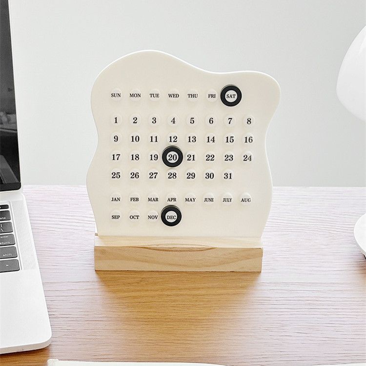 1Pc Creative Manual Wooden Desk Calendar Adjustable Week Month Date Display Calendar Desktop Ornament HomeActivityRoomDecoration