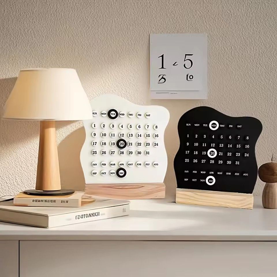 1Pc Creative Manual Wooden Desk Calendar Adjustable Week Month Date Display Calendar Desktop Ornament HomeActivityRoomDecoration
