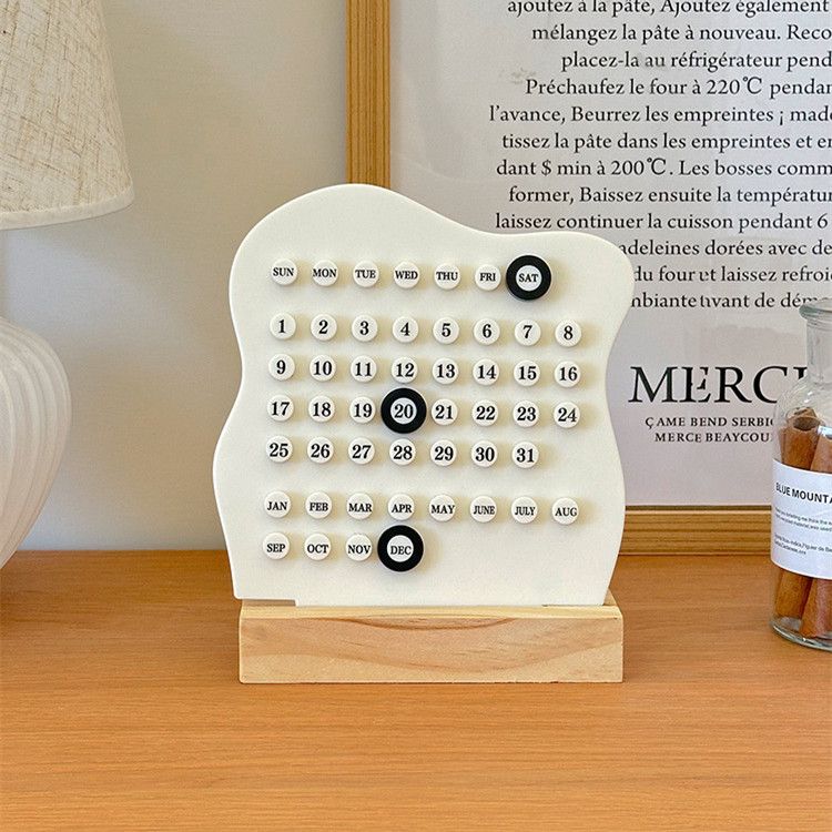 1Pc Creative Manual Wooden Desk Calendar Adjustable Week Month Date Display Calendar Desktop Ornament HomeActivityRoomDecoration