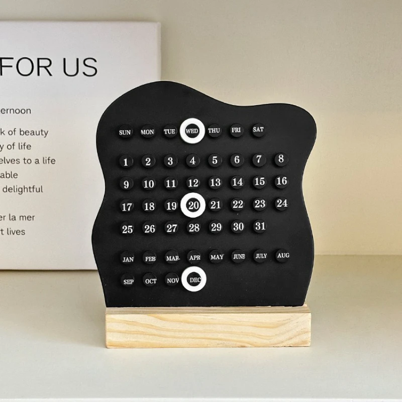 1Pc Creative Manual Wooden Desk Calendar Adjustable Week Month Date Display Calendar Desktop Ornament HomeActivityRoomDecoration