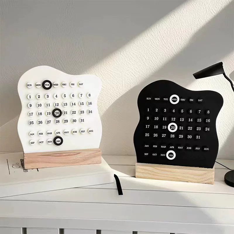 1Pc Creative Manual Wooden Desk Calendar Adjustable Week Month Date Display Calendar Desktop Ornament HomeActivityRoomDecoration