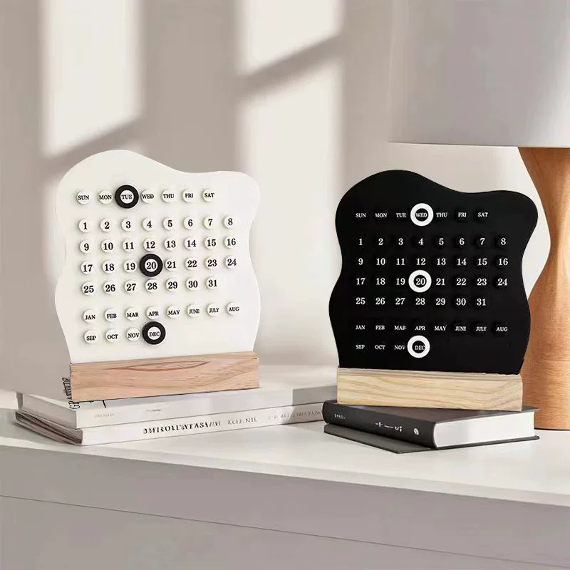 1Pc Creative Manual Wooden Desk Calendar Adjustable Week Month Date Display Calendar Desktop Ornament HomeActivityRoomDecoration