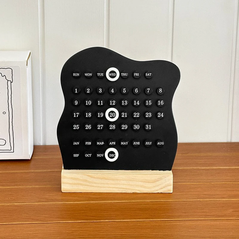 1Pc Creative Manual Wooden Desk Calendar Adjustable Week Month Date Display Calendar Desktop Ornament HomeActivityRoomDecoration
