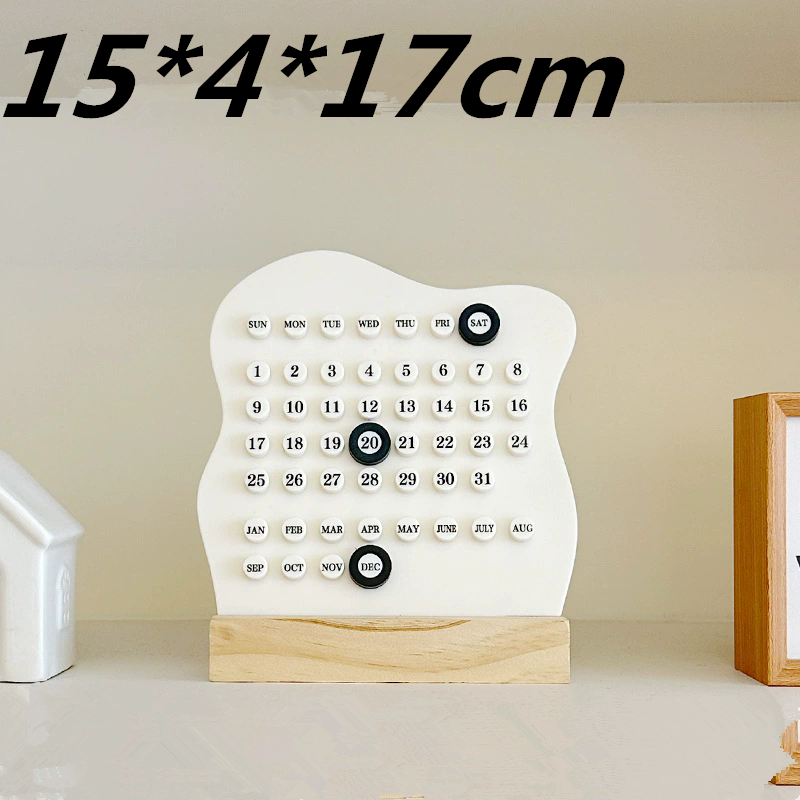 1Pc Creative Manual Wooden Desk Calendar Adjustable Week Month Date Display Calendar Desktop Ornament HomeActivityRoomDecoration