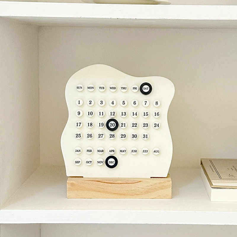 1Pc Creative Manual Wooden Desk Calendar Adjustable Week Month Date Display Calendar Desktop Ornament HomeActivityRoomDecoration