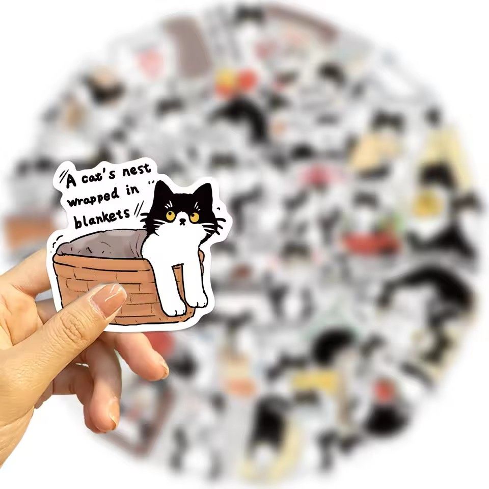 50Pcs Cute Tuxedo Cat Animals Cartoon Graffiti Stickers Phone Guitar Laptop Notebook Suitcase Cup Waterproof Sticker Kids Toy