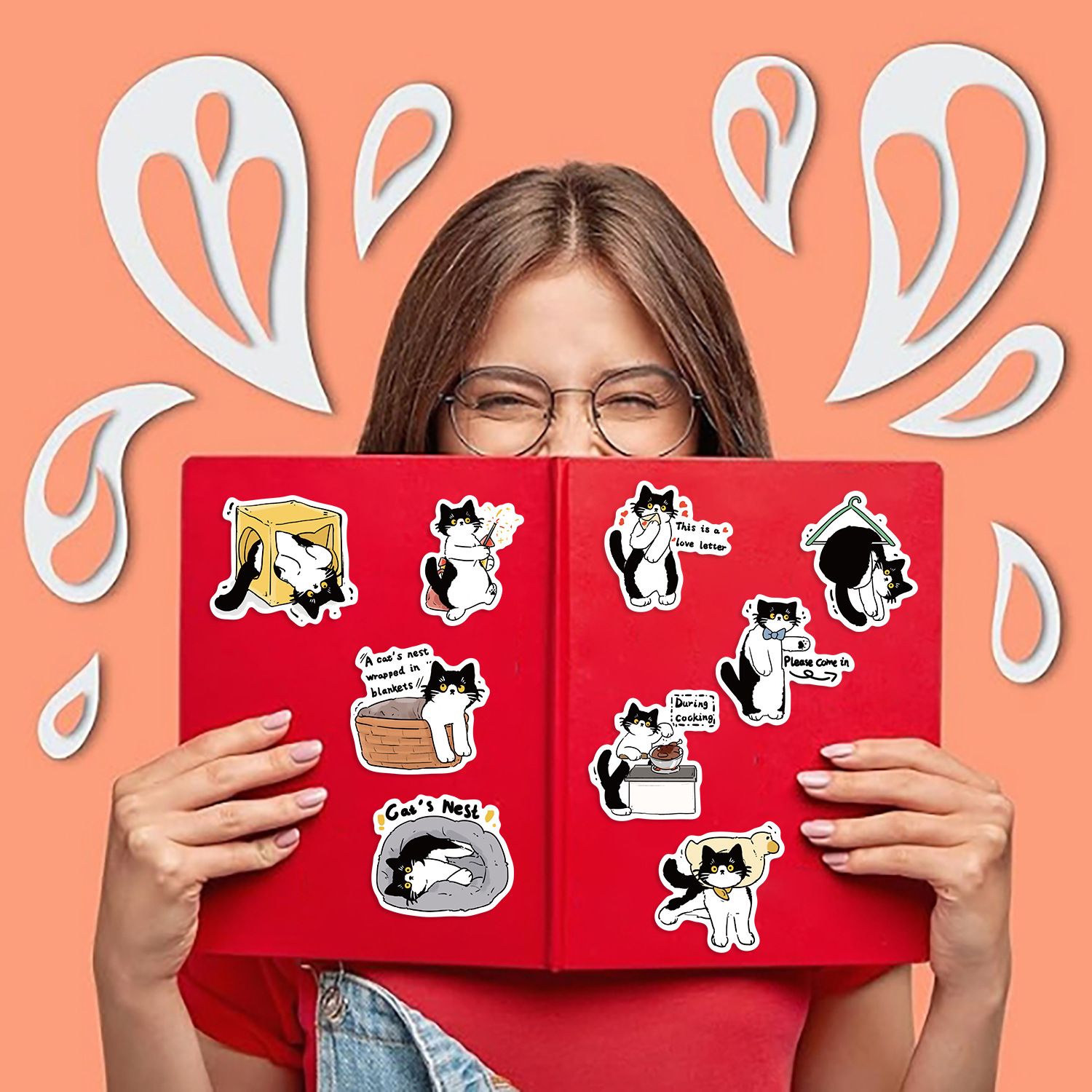 50Pcs Cute Tuxedo Cat Animals Cartoon Graffiti Stickers Phone Guitar Laptop Notebook Suitcase Cup Waterproof Sticker Kids Toy