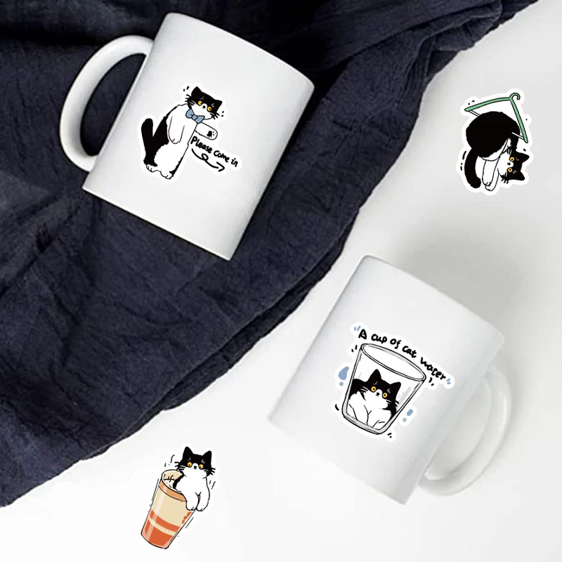 50Pcs Cute Tuxedo Cat Animals Cartoon Graffiti Stickers Phone Guitar Laptop Notebook Suitcase Cup Waterproof Sticker Kids Toy