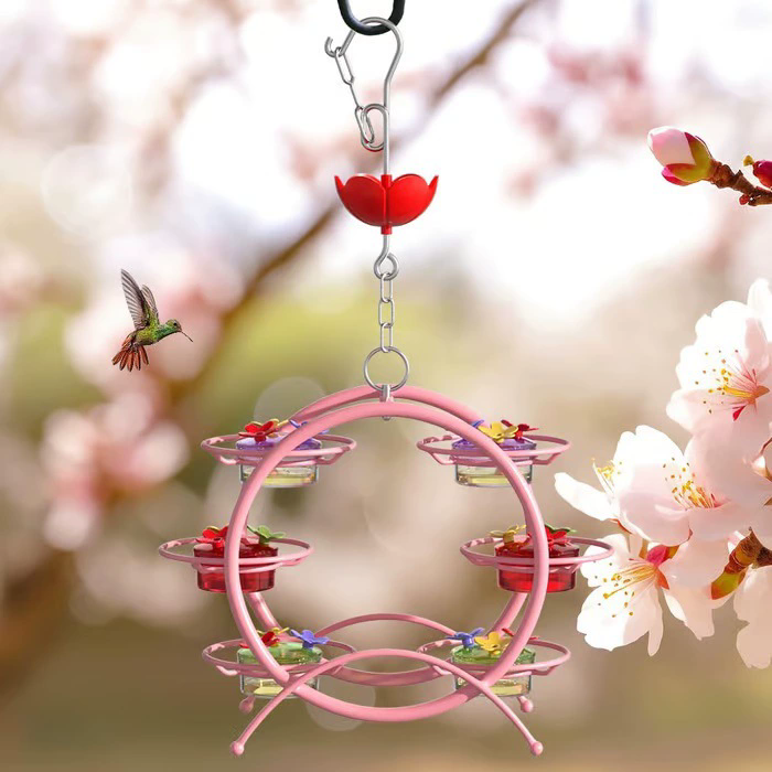 1Set  Hanging Hummingbird Feeder Attract Birds Outdoor Humming Bird Feeder For Outside Garden Backyard Patio Deck