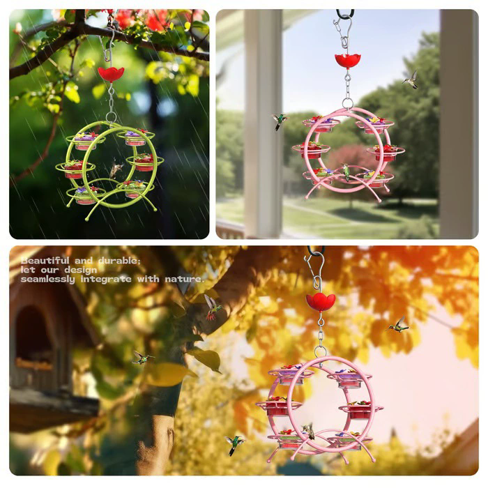 1Set  Hanging Hummingbird Feeder Attract Birds Outdoor Humming Bird Feeder For Outside Garden Backyard Patio Deck