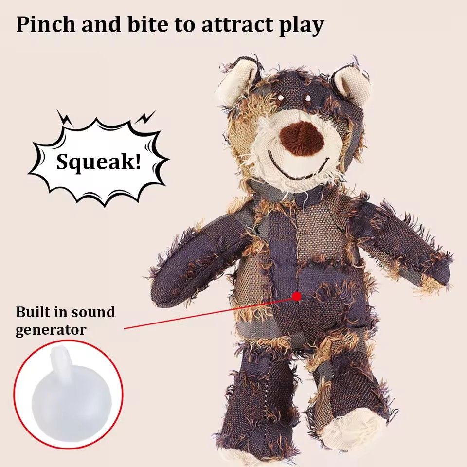 1PC  Pet Dog Plush Toys Bear Squeaking Stuffed Toys For Dogs Cat Chew Squeak Toy for Small Dogs Play Funny Training