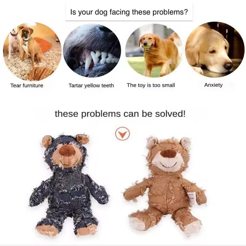 1PC  Pet Dog Plush Toys Bear Squeaking Stuffed Toys For Dogs Cat Chew Squeak Toy for Small Dogs Play Funny Training