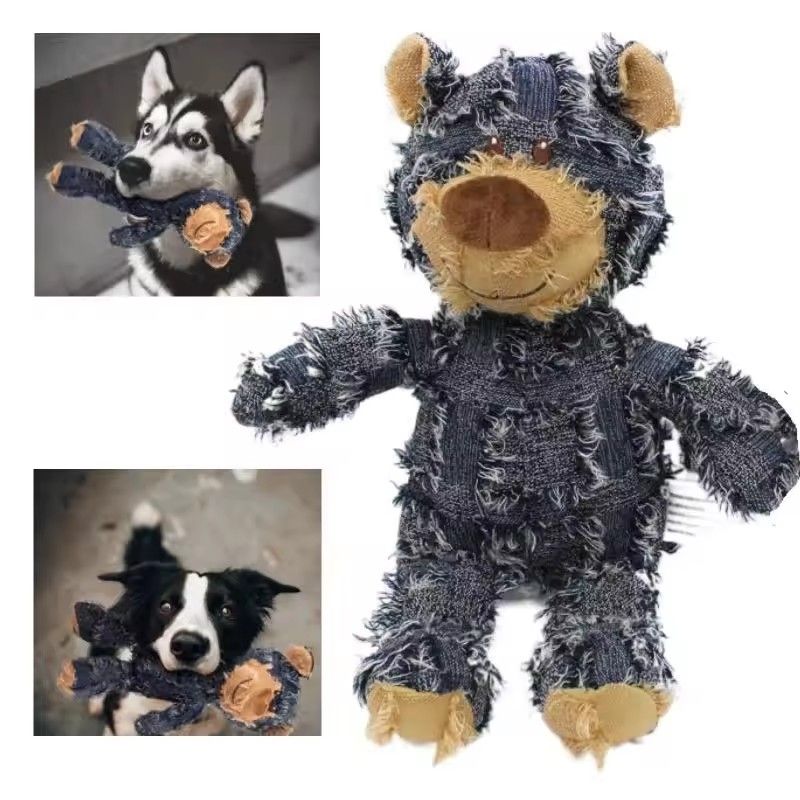 1PC  Pet Dog Plush Toys Bear Squeaking Stuffed Toys For Dogs Cat Chew Squeak Toy for Small Dogs Play Funny Training