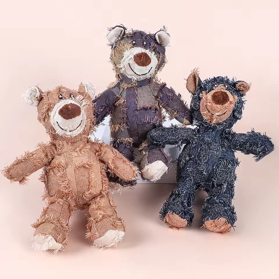 1PC  Pet Dog Plush Toys Bear Squeaking Stuffed Toys For Dogs Cat Chew Squeak Toy for Small Dogs Play Funny Training