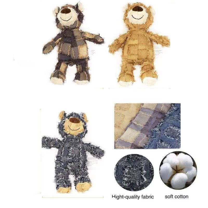 1PC  Pet Dog Plush Toys Bear Squeaking Stuffed Toys For Dogs Cat Chew Squeak Toy for Small Dogs Play Funny Training