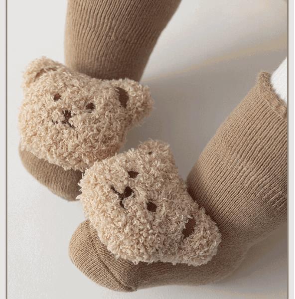 1Pair  Cartoon Bear Baby Socks Girls Boys Anti Slip Soft Warm Winter Autumn Toddler Indoor Floor Thicken Socks For Kids