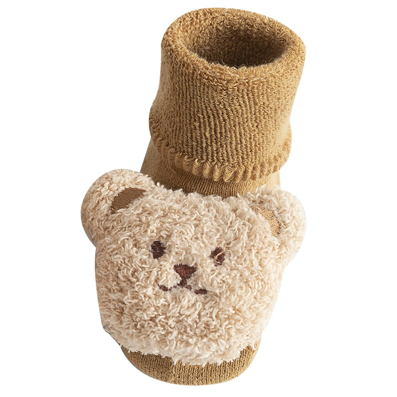 1Pair  Cartoon Bear Baby Socks Girls Boys Anti Slip Soft Warm Winter Autumn Toddler Indoor Floor Thicken Socks For Kids