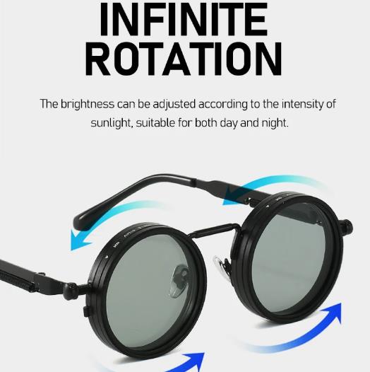 1PC   Polarized Round Sunglasses Men ND9 Adjustable Dimming Sun Glasses Women Retro Punk Fishing Eyeglasses Outdoor Shades UV400 FZ-495