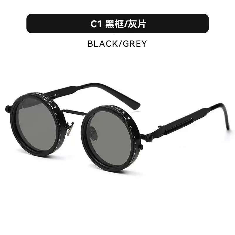 1PC   Polarized Round Sunglasses Men ND9 Adjustable Dimming Sun Glasses Women Retro Punk Fishing Eyeglasses Outdoor Shades UV400 FZ-495