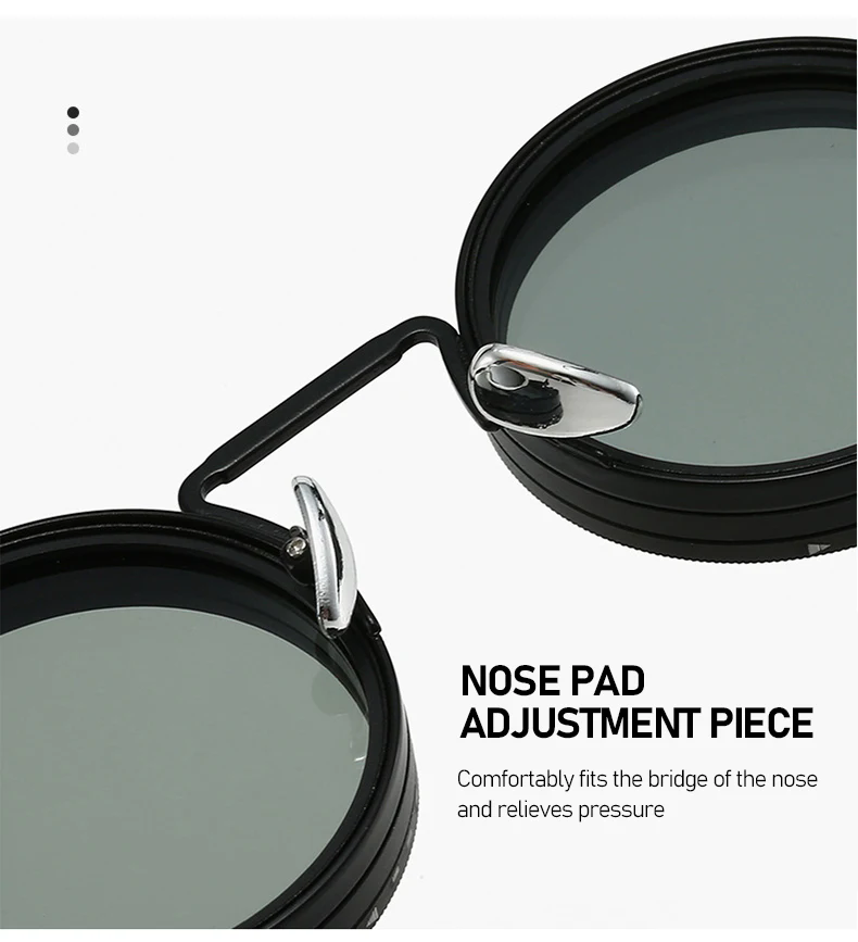 1PC   Polarized Round Sunglasses Men ND9 Adjustable Dimming Sun Glasses Women Retro Punk Fishing Eyeglasses Outdoor Shades UV400 FZ-495