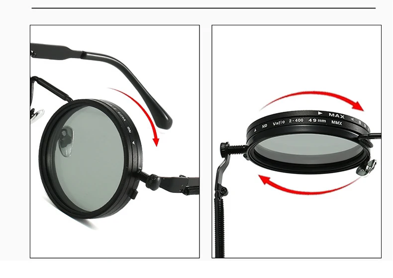 1PC   Polarized Round Sunglasses Men ND9 Adjustable Dimming Sun Glasses Women Retro Punk Fishing Eyeglasses Outdoor Shades UV400 FZ-495