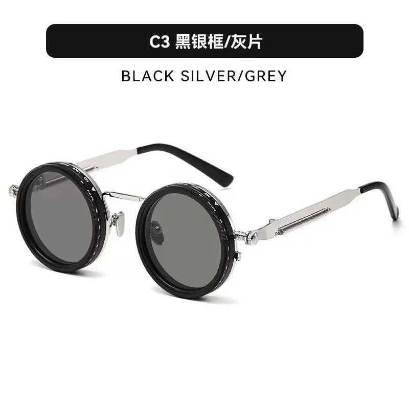 1PC   Polarized Round Sunglasses Men ND9 Adjustable Dimming Sun Glasses Women Retro Punk Fishing Eyeglasses Outdoor Shades UV400 FZ-495