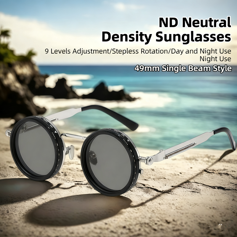 1PC   Polarized Round Sunglasses Men ND9 Adjustable Dimming Sun Glasses Women Retro Punk Fishing Eyeglasses Outdoor Shades UV400 FZ-495