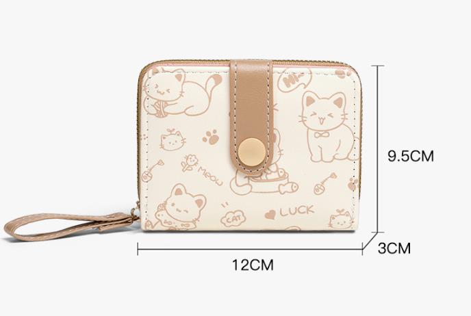 1PC  Cute Cat Wallets for Women Card Holder Small Purses with Zip Coin Pocket High Quality Square Hand Bags