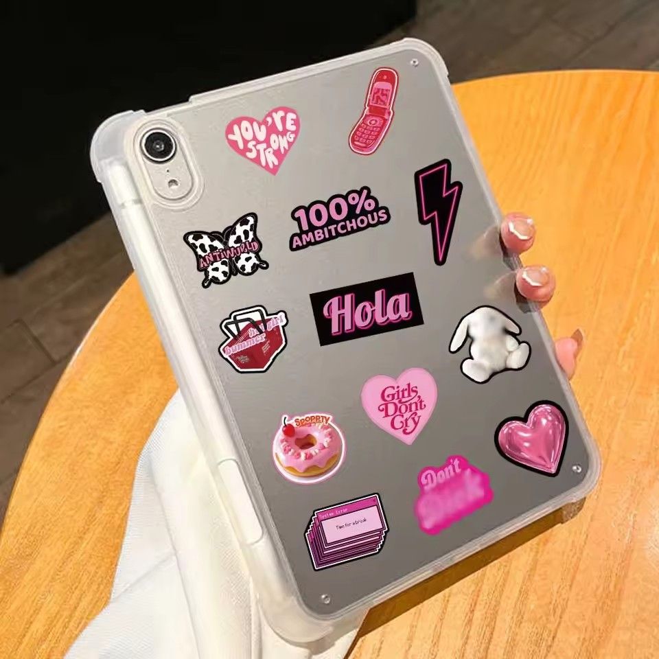 55PCS 3D Ins Pink Cool Girl Kawaii Stickers for DIY Waterproof Laptop Motorcycle Luggage Skateboard Bottle Kid Decals Sticker H-25