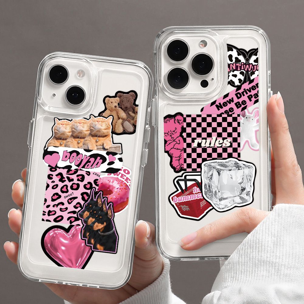 55PCS 3D Ins Pink Cool Girl Kawaii Stickers for DIY Waterproof Laptop Motorcycle Luggage Skateboard Bottle Kid Decals Sticker H-25