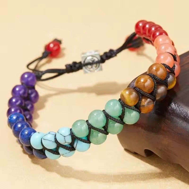 1PC  Chakra Treatment Crystal Bracelet Yoga Stone Adjustable Beads Bracelet Meditation Relaxation Anxiety Women's Bracele