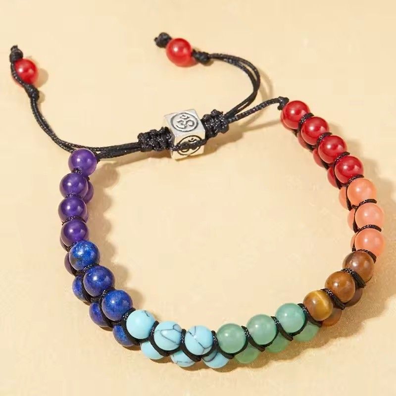 1PC  Chakra Treatment Crystal Bracelet Yoga Stone Adjustable Beads Bracelet Meditation Relaxation Anxiety Women's Bracele