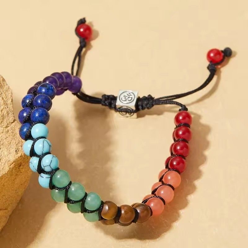 1PC  Chakra Treatment Crystal Bracelet Yoga Stone Adjustable Beads Bracelet Meditation Relaxation Anxiety Women's Bracele