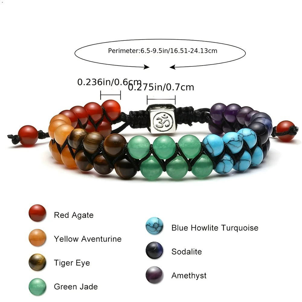 1PC  Chakra Treatment Crystal Bracelet Yoga Stone Adjustable Beads Bracelet Meditation Relaxation Anxiety Women's Bracele
