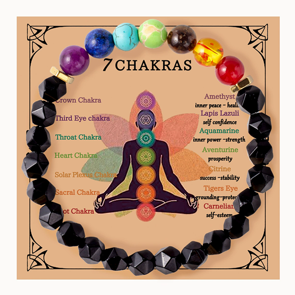 1PC  Chakra Treatment Crystal Bracelet Yoga Stone Adjustable Beads Bracelet Meditation Relaxation Anxiety Women's Bracele