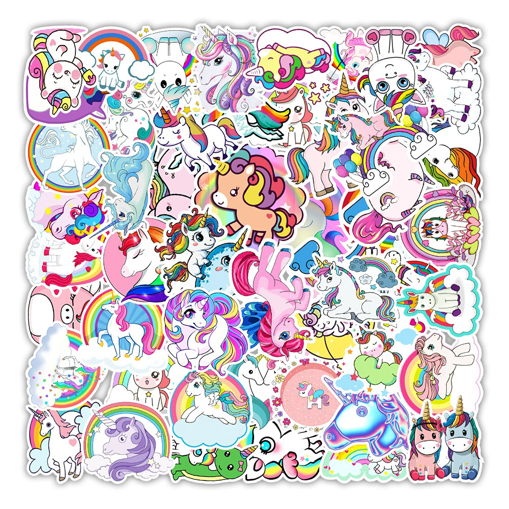50PCS Graffiti Cute Unicorn Cartoon Stickers DIY Car Bike Travel Luggage Phone Laptop Waterproof Funny Sticker Decals Toy