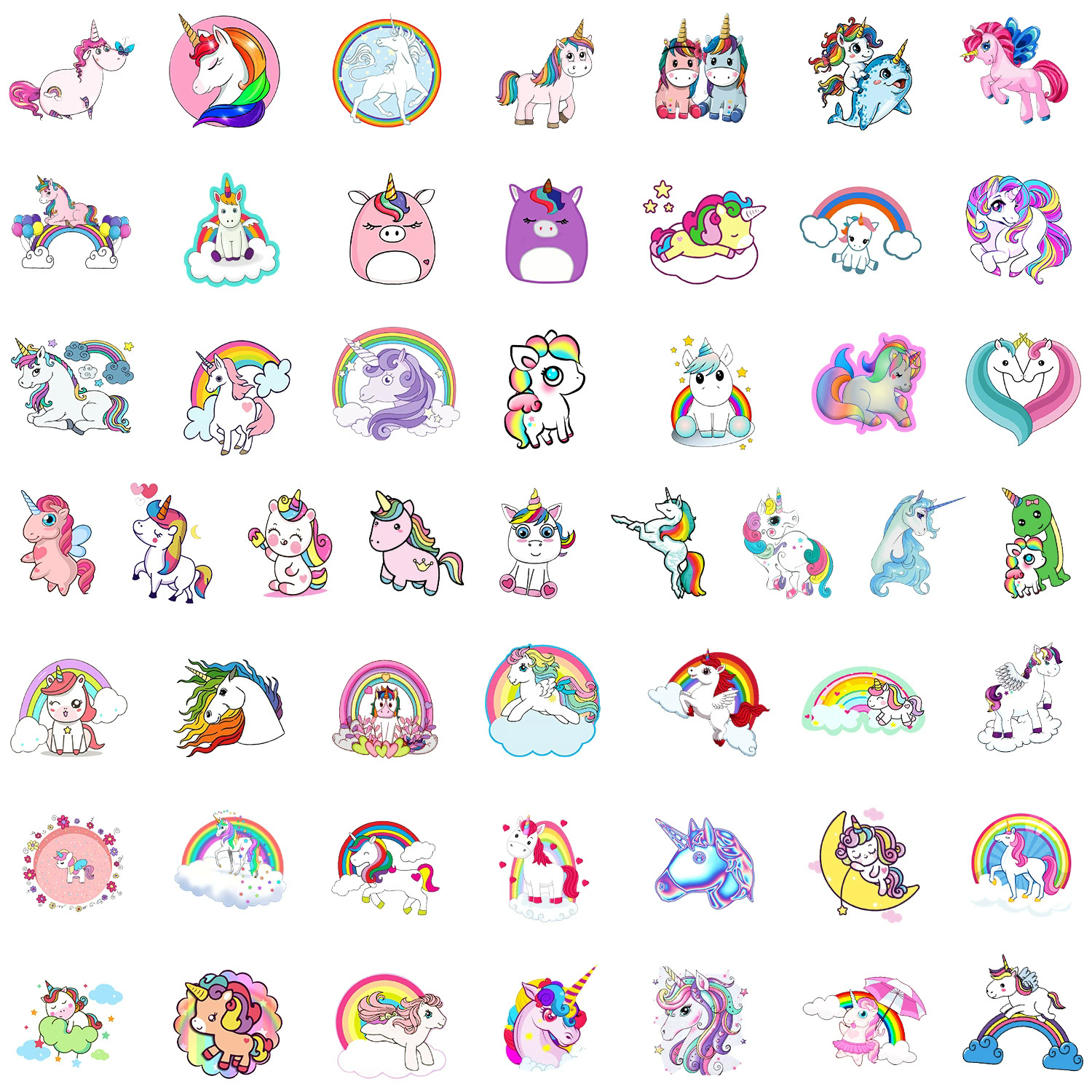 50PCS Graffiti Cute Unicorn Cartoon Stickers DIY Car Bike Travel Luggage Phone Laptop Waterproof Funny Sticker Decals Toy