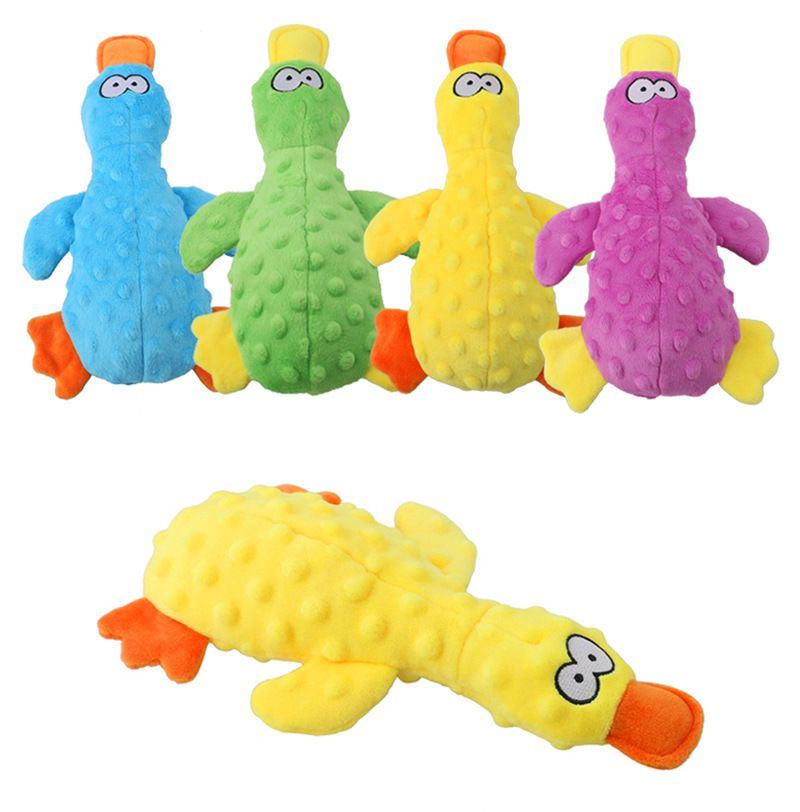 1PC   Duck Soft Plush Stuffed Raw Dog Toys for small Puppy dogs Interactive Squeaky Dog Bite Toy Sound Paper Chew Tooth