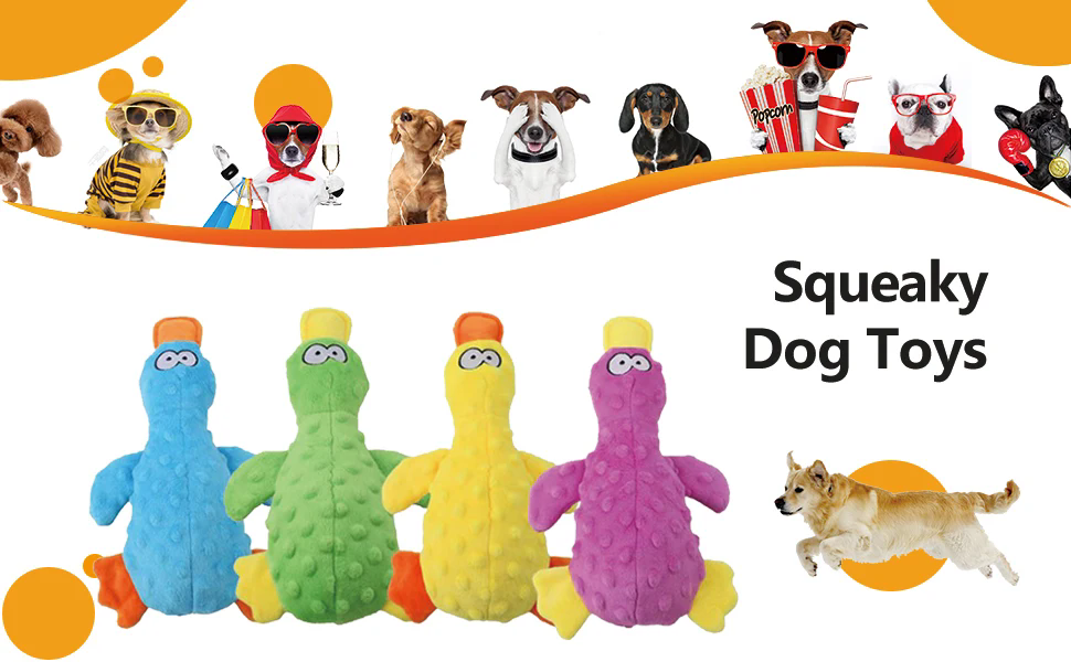 1PC   Duck Soft Plush Stuffed Raw Dog Toys for small Puppy dogs Interactive Squeaky Dog Bite Toy Sound Paper Chew Tooth