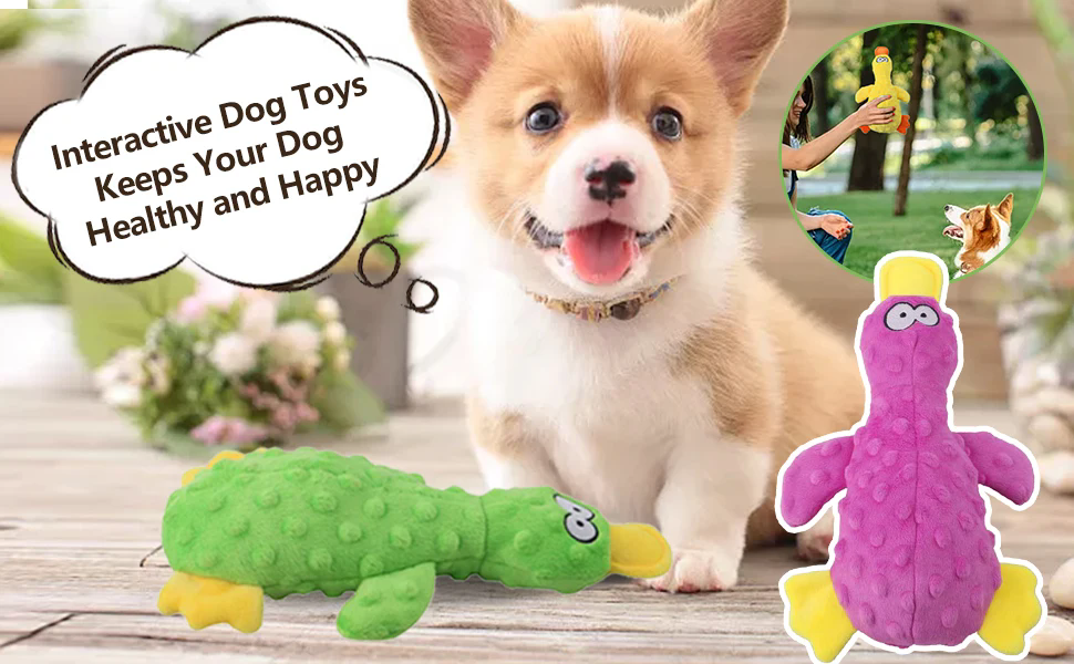 1PC   Duck Soft Plush Stuffed Raw Dog Toys for small Puppy dogs Interactive Squeaky Dog Bite Toy Sound Paper Chew Tooth